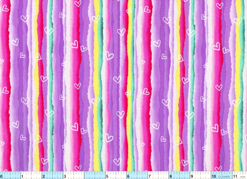 Hearts Purple Teal Red Stripe